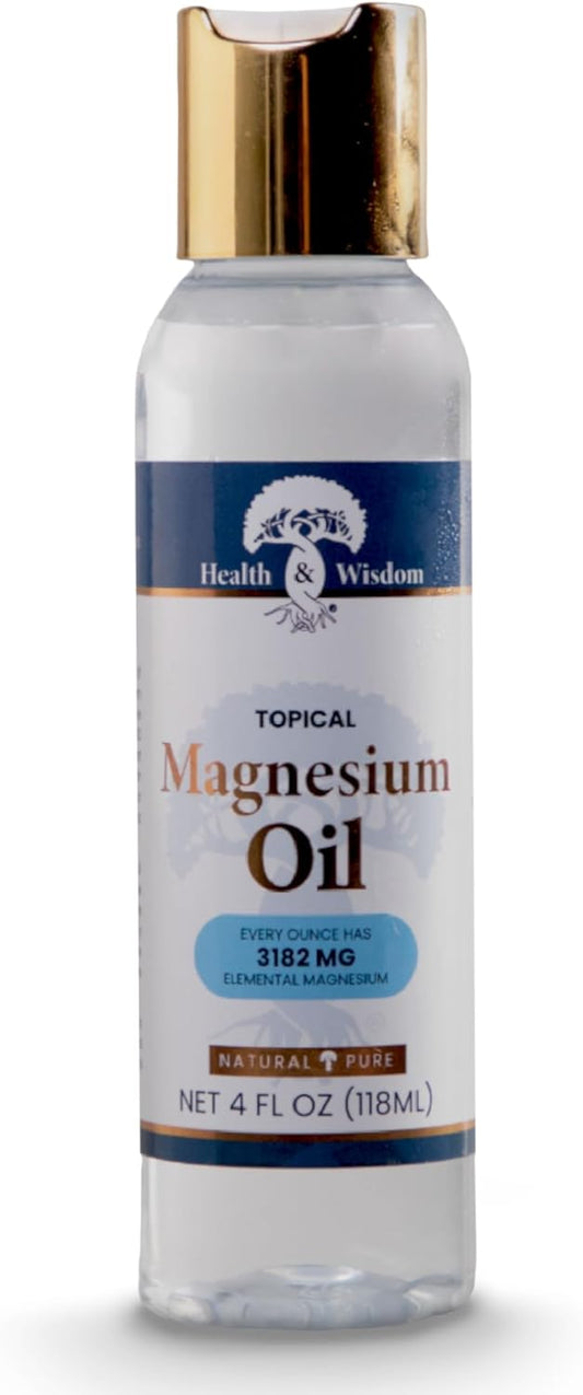 Topical Magnesium Oil - Pure Magnesium for Feet, Bath, Massage - 4 Fl Oz