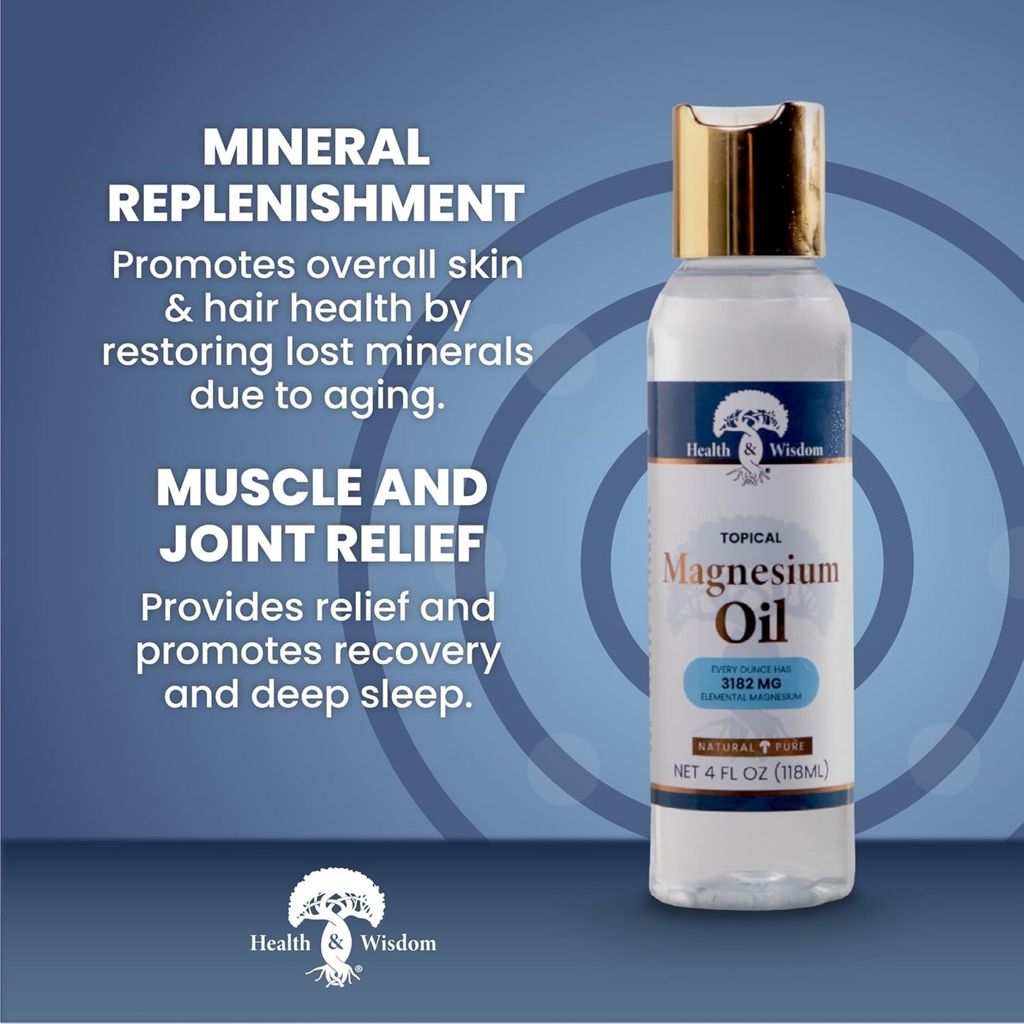 Topical Magnesium Oil - Pure Magnesium for Feet, Bath, Massage - 4 Fl Oz