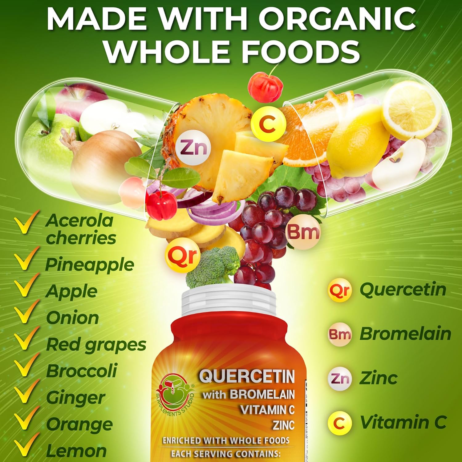 Total Immune Support Bundle: Liposomal Glutathione, Vitamin C, Quercetin with Bromelain, Zinc - Antioxidant Supplements