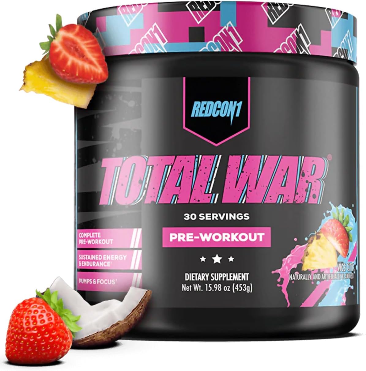 Total War Pre Workout - Pump Boosting Supplement with L Citrulline, Malic Acid, Green Tea Extract - 3.2g Beta Alanine for Endurance - 30 Servings