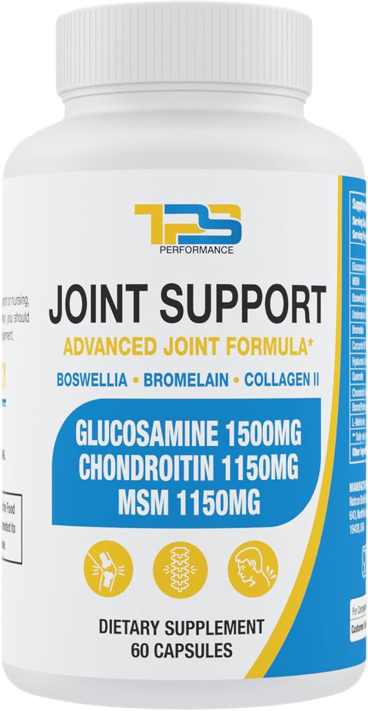TPS PERFORMANCE Joint Support Capsules with Glucosamine, Chondroitin, and MSM for Joint Health - 60 Count