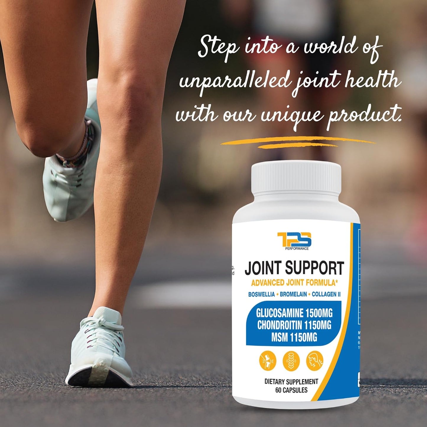 TPS PERFORMANCE Joint Support Capsules with Glucosamine, Chondroitin, and MSM for Joint Health - 60 Count
