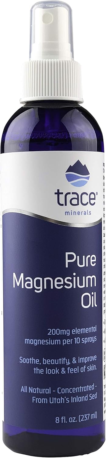 Trace Minerals Research Pure Magnesium Oil for Skin Support - Non-GMO, Gluten-Free, Vegan, Kosher - 8 Ounce