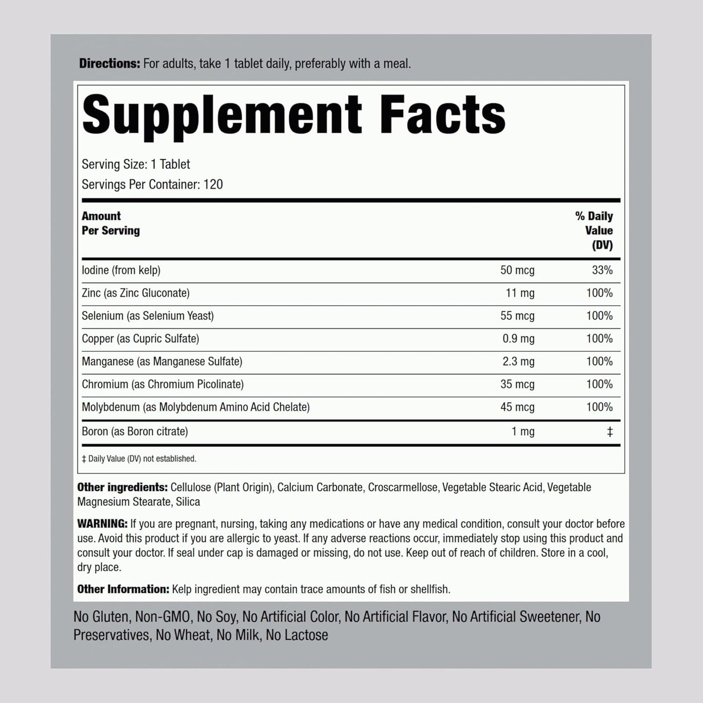 Trace Minerals Supplements 120 Tablets - Therapeutic Grade Pills for Men and Women - Non GMO, Gluten Free - Piping Rock - BoostGo Australia
