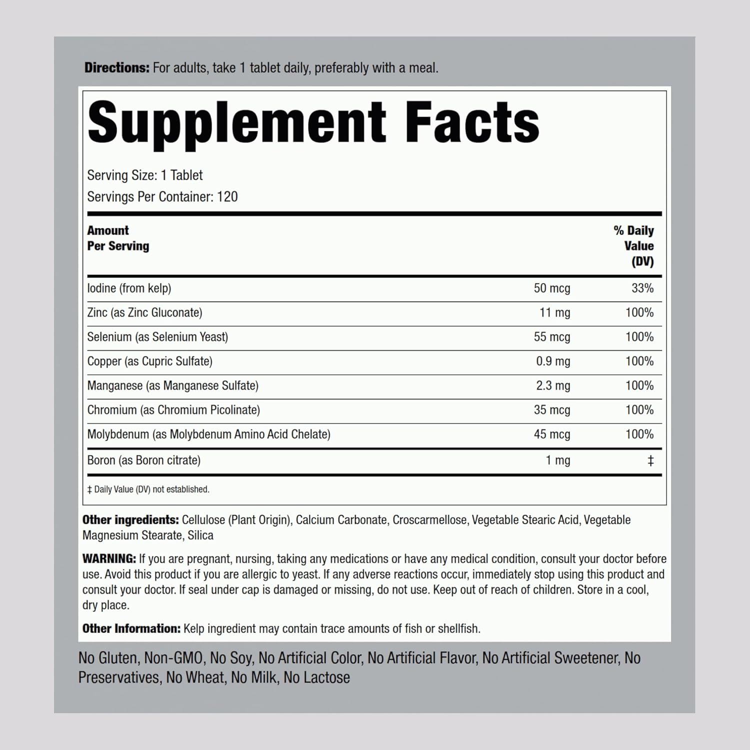 Trace Minerals Supplements 120 Tablets - Therapeutic Grade Pills for Men and Women - Non GMO, Gluten Free - Piping Rock - BoostGo Australia