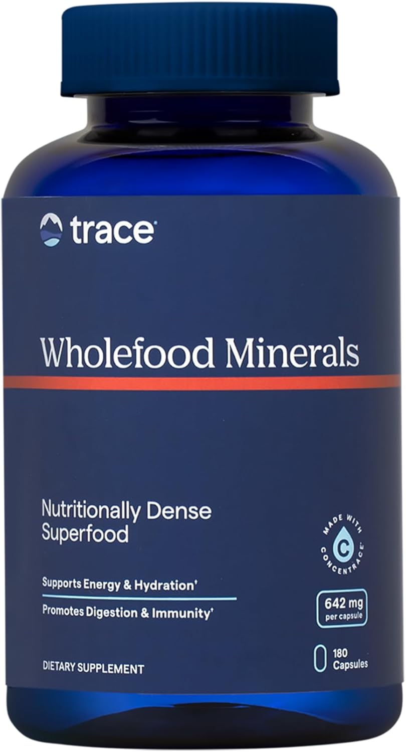 Trace Minerals Wholefood Supplement for Body & Brain Health - Wildflower Bee Pollen & Atlantic Kelp - Supports Nerve Function & Digestive Health - 180 Capsules