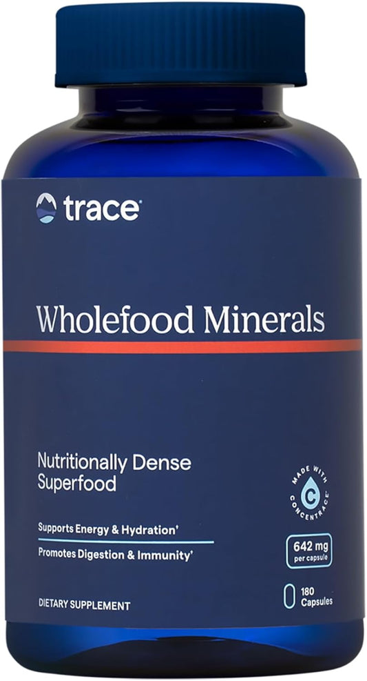 Trace Minerals Wholefood Supplement for Body & Brain Health - Wildflower Bee Pollen & Atlantic Kelp - Supports Nerve Function & Digestive Health - 180 Capsules