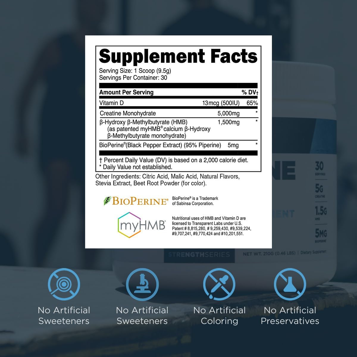 Transparent Labs Creatine HMB: Muscle Growth & Strength Powder - 30 Servings, Hawaiian Splash Flavor