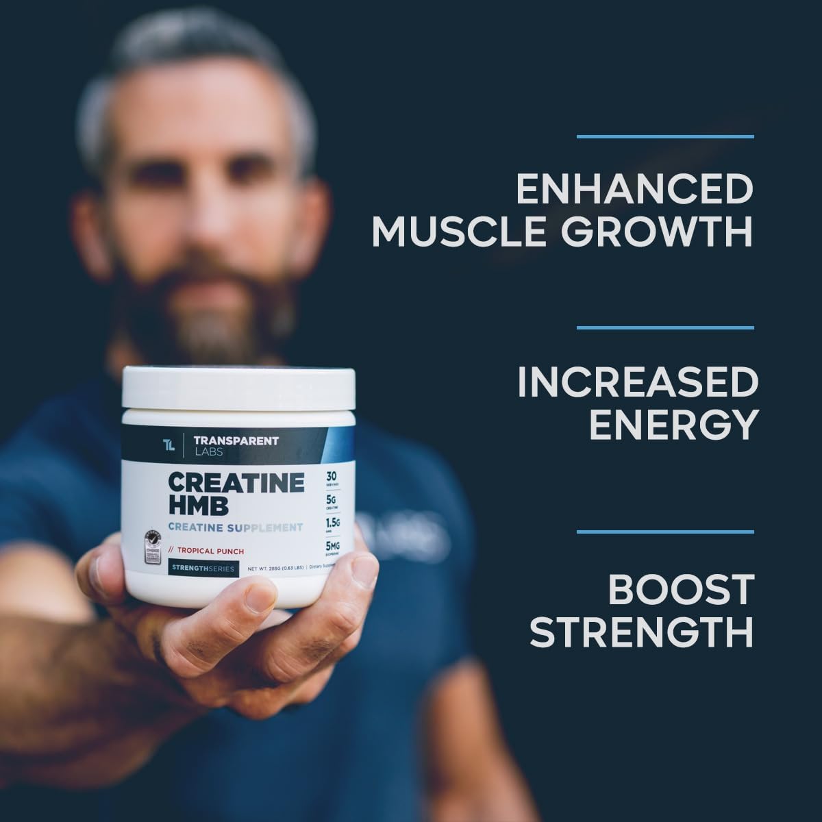 Transparent Labs Creatine HMB: Muscle Growth & Strength Powder - 30 Servings, Hawaiian Splash Flavor
