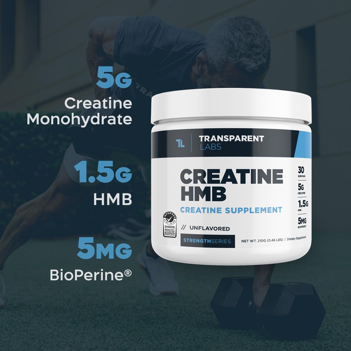 Transparent Labs Creatine HMB: Muscle Growth & Strength Powder - 30 Servings, Hawaiian Splash Flavor