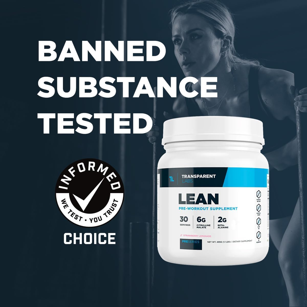 Transparent Labs Lean Pre-Workout - Body Recomposition Fuel for Men and Women with Acetyl L-Carnitine & Beta Alanine - 30 Servings, Blue Raspberry Flavor