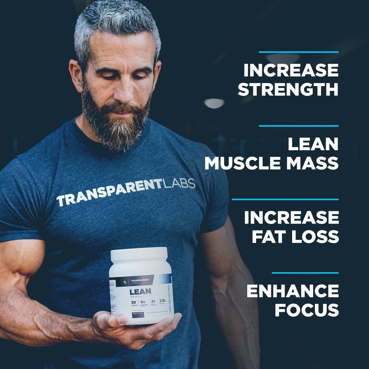 Transparent Labs Lean Pre-Workout - Body Recomposition Fuel for Men and Women with Acetyl L-Carnitine & Beta Alanine - 30 Servings, Blue Raspberry Flavor