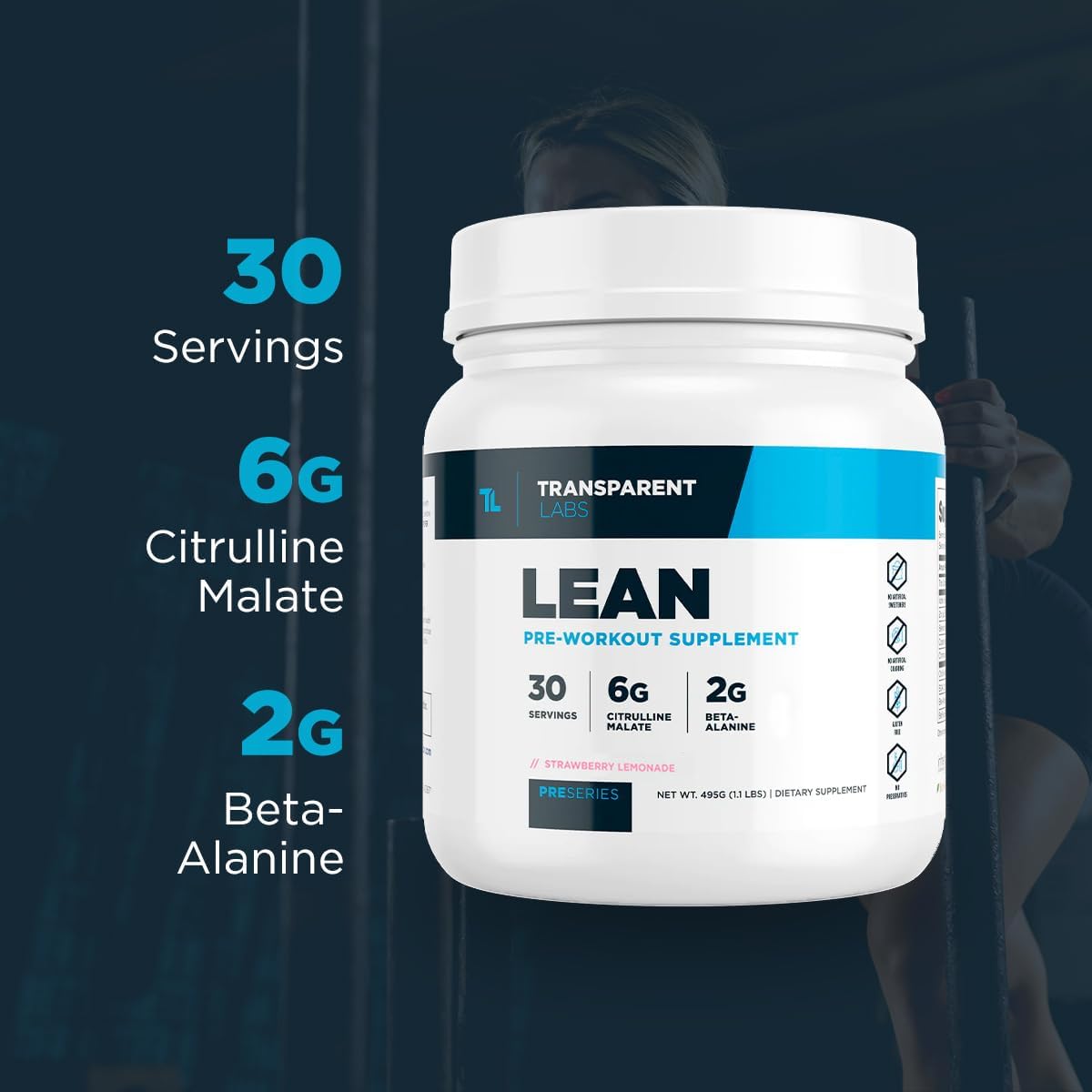 Transparent Labs Lean Pre-Workout - Body Recomposition Fuel for Men and Women with Acetyl L-Carnitine & Beta Alanine - 30 Servings, Blue Raspberry Flavor