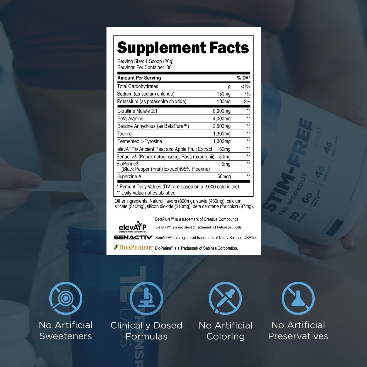 Transparent Labs Stimulant-Free Pre-Workout Powder with Beta Alanine & Citrulline Malate - 30 Servings, Orange Flavor for Men and Women