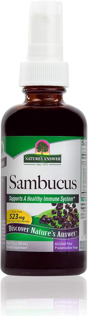 Travel-Friendly Nature's Answer Sambucus Syrup Extract Spray | 2 oz Immune Booster | Antioxidant-Rich | Natural Immune Support