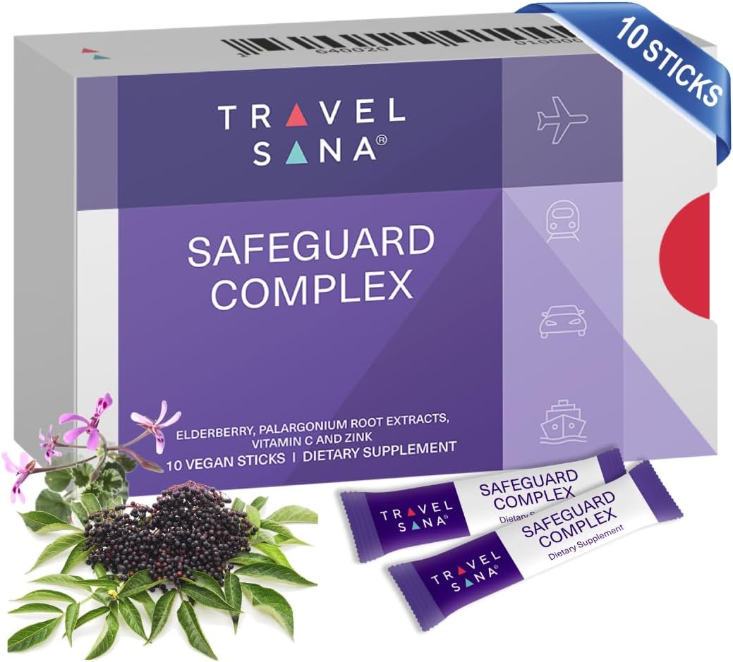 TRAVELSANA Elderberry Immune Booster with Pelargonium, Vitamin C & Zinc - 10 Sticks