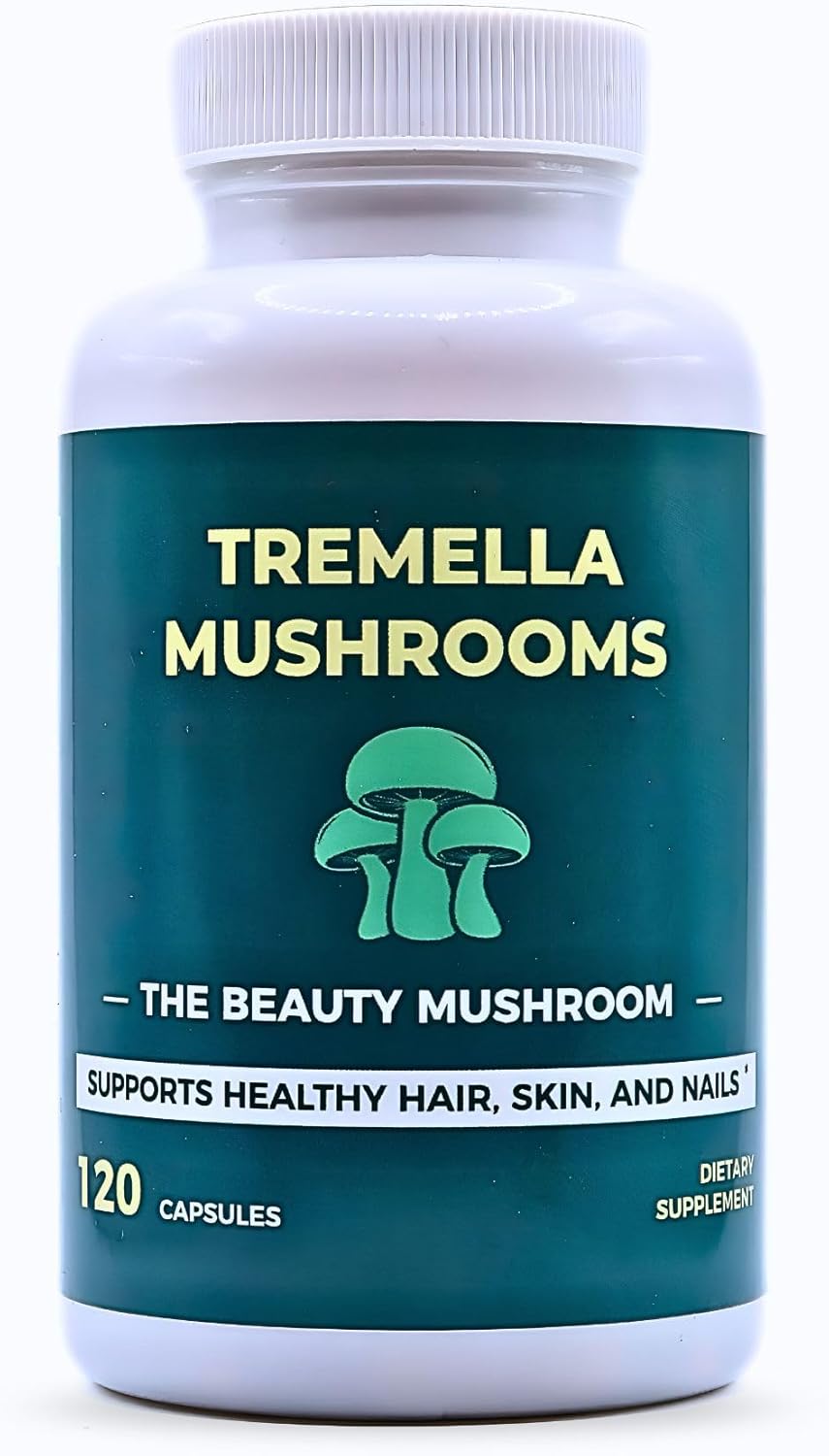 Tremella Mushroom Extract Capsules | Vegan Supplement for Skin, Hair, Nails, Joints, Brain Health | Non-GMO Immunity Support