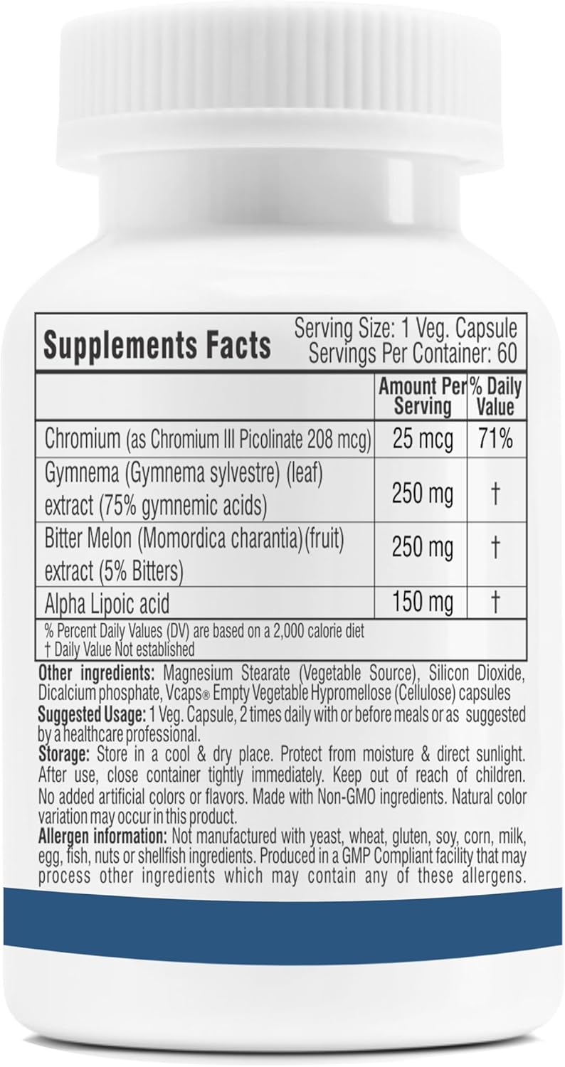 Trexgenics Metabolism Support Capsules with Gymnema, Bitter Melon, Chromium, and Alpha Lipoic Acid - 60 Vegan Capsules