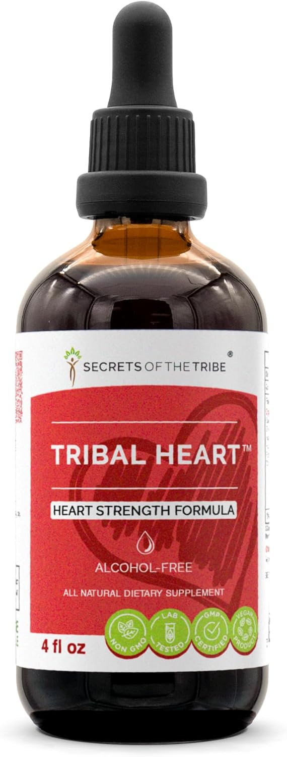 Tribal Heart Herbal Supplement Blend - Heart Strengthening Formula, Alcohol-Free Liquid Extract (4 fl oz) by Secrets of the Tribe