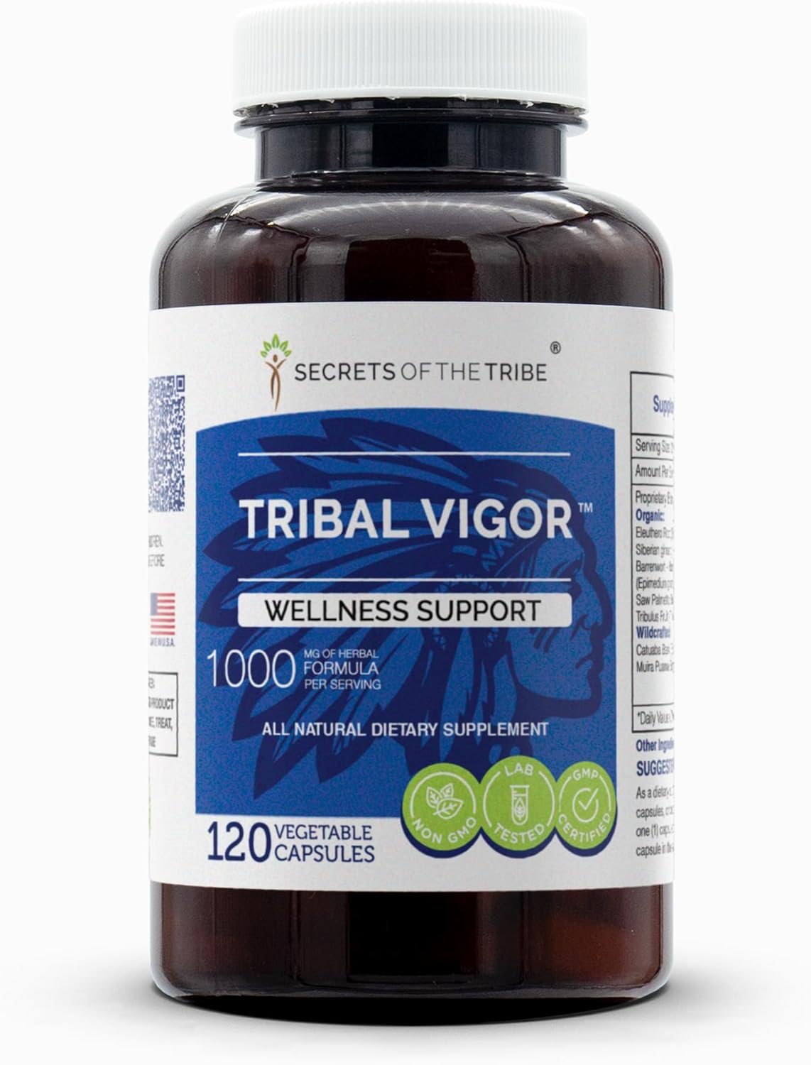 Tribal Vigor 120 Capsules - Herbal Blend for Wellness Support with Eleuthero Siberian Ginseng, Catuaba, and Horny Goat Weed - 1000 mg Formula with Muira Puama, Saw Palmetto, and Tribulus