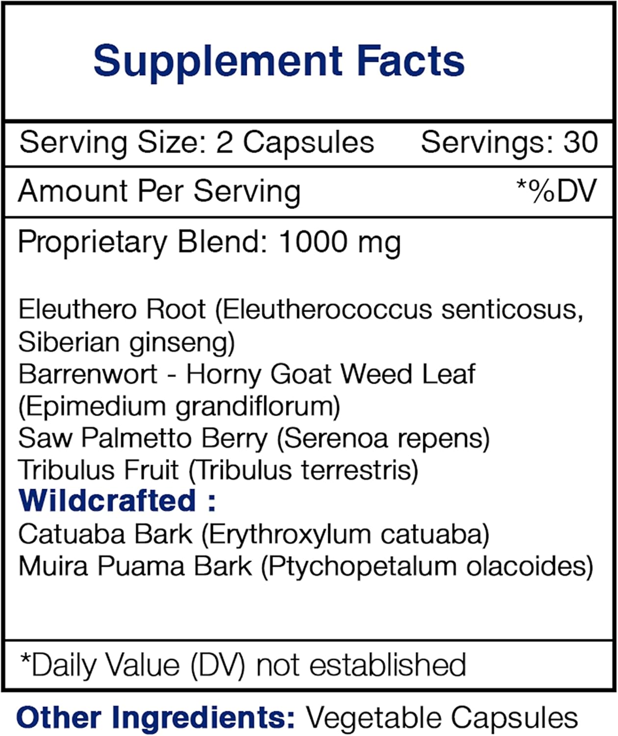 Tribal Vigor 60 Capsules - Herbal Blend with Eleuthero Siberian Ginseng, Catuaba, and Horny Goat Weed for Wellness Support