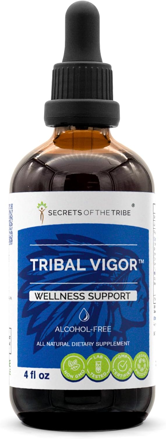 Tribal Vigor Alcohol-Free Extract with Eleuthero Siberian Ginseng, Catuaba, and Horny Goat Weed for Wellness Support - 4 FL OZ