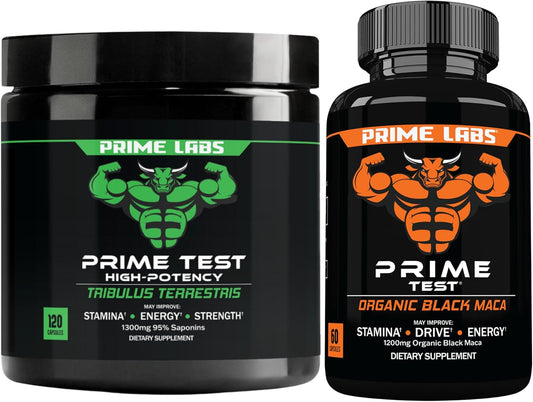 Tribulus Terrestris and Organic Black Maca Combo Pack - 120 ct and 60 ct - Prime Labs