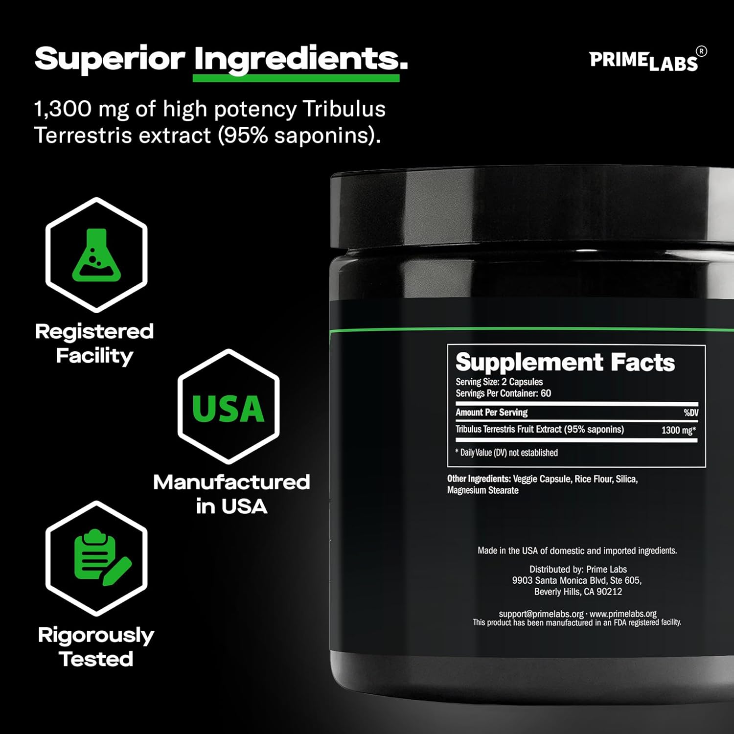 Tribulus Terrestris and Organic Black Maca Combo Pack - 120 ct and 60 ct - Prime Labs