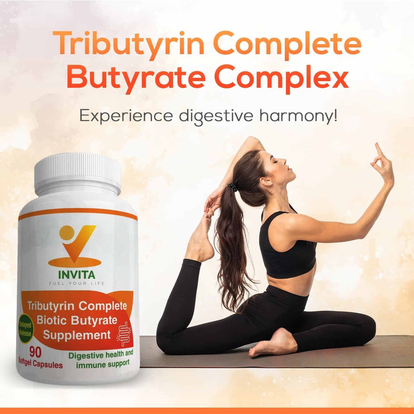 Tributyrin Complete Butyrate Supplement (550mg) for Digestive Health - Immune & Gut Support with Probiotics for Men & Women