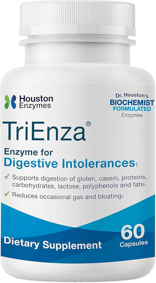 TriEnza Enzymes 60 Capsules - Digestive Intolerances Support - Broad-Spectrum Enzymes for Protein, Carb, & Phenol Digestion