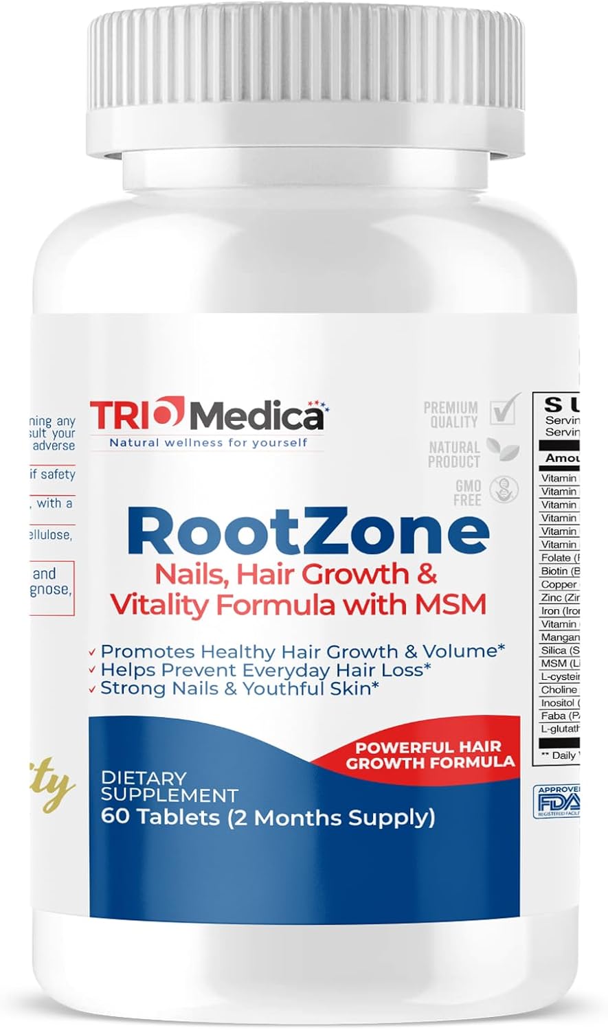 TRIOMEDICA RootZone Hair Skin Nails Supplement with Biotin & MSM, 60 Tablets