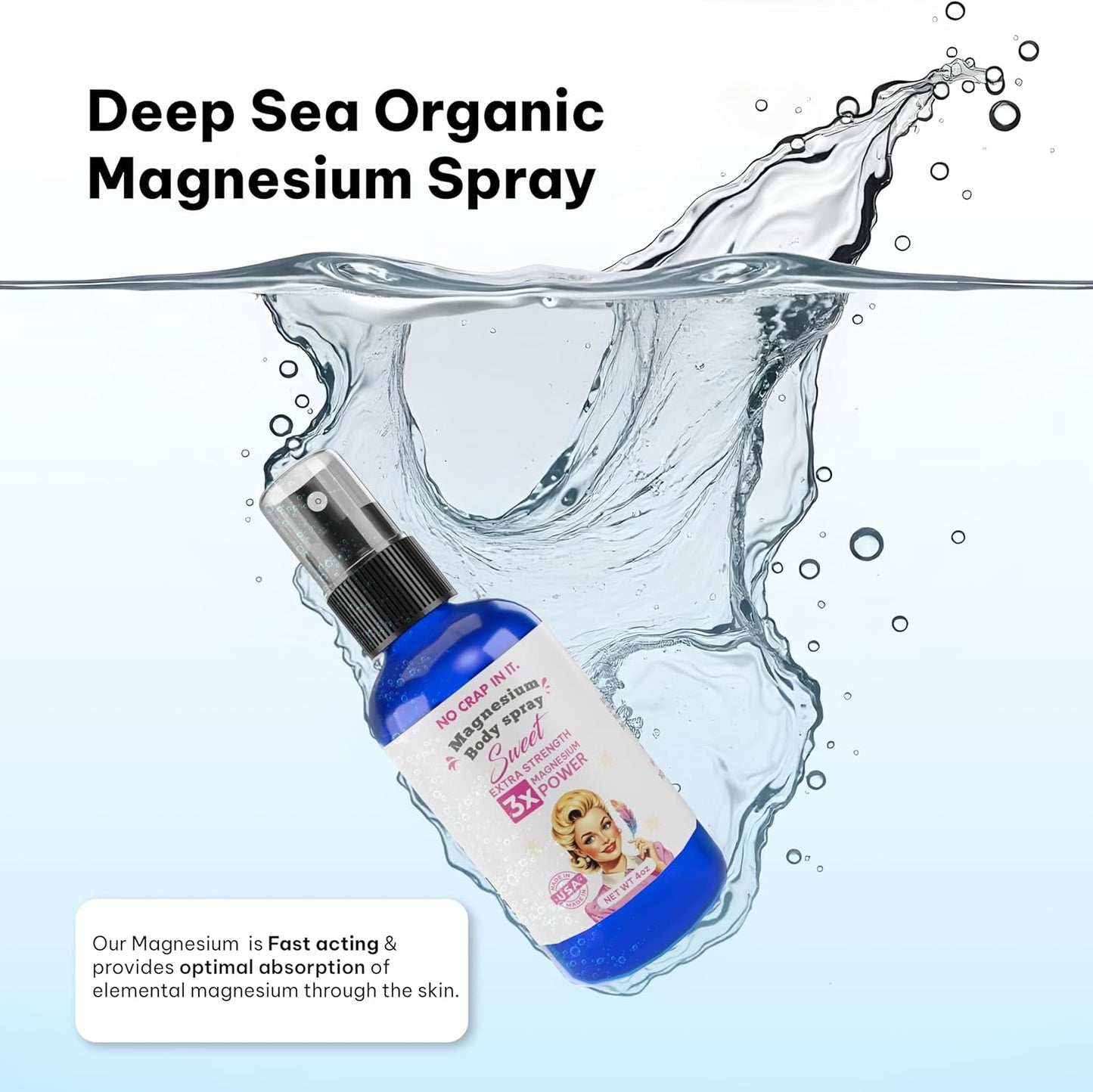 Triple Action Magnesium Spray for Immediate Relief - Unique Blend of Magnesium Glycinate, Citrate, and Chloride - Sweet Scent - Spray Your Way to Wellness