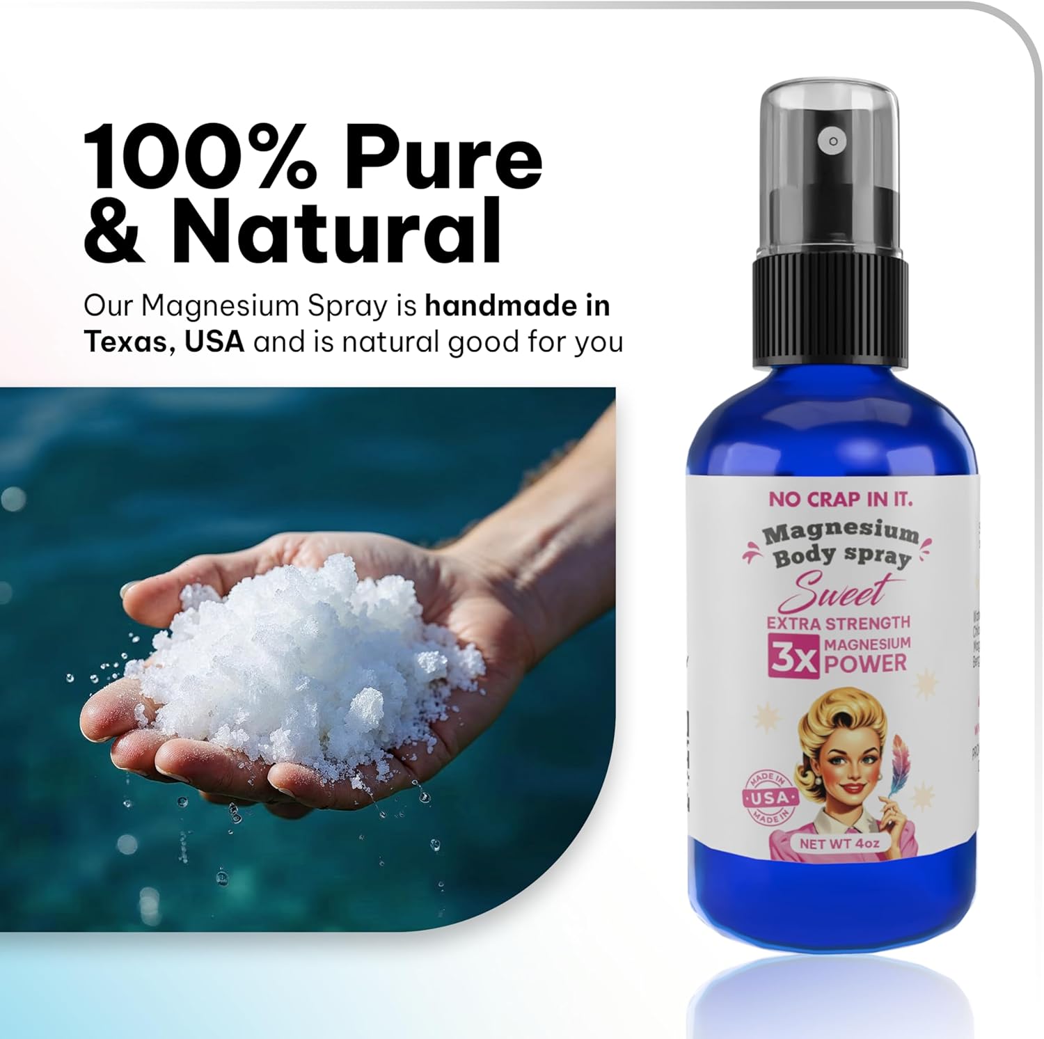 Triple Action Magnesium Spray for Immediate Relief - Unique Blend of Magnesium Glycinate, Citrate, and Chloride - Sweet Scent - Spray Your Way to Wellness