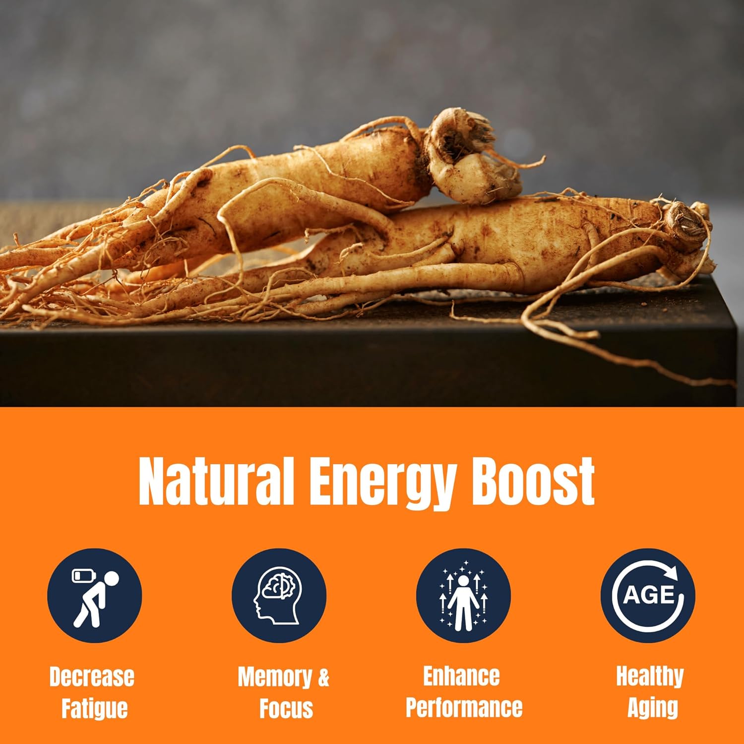 Triple Ginseng Complex with 15% Ginsenosides for Energy, Memory, Vitality, Immune Support, and Healthy Aging - 30 Tablets