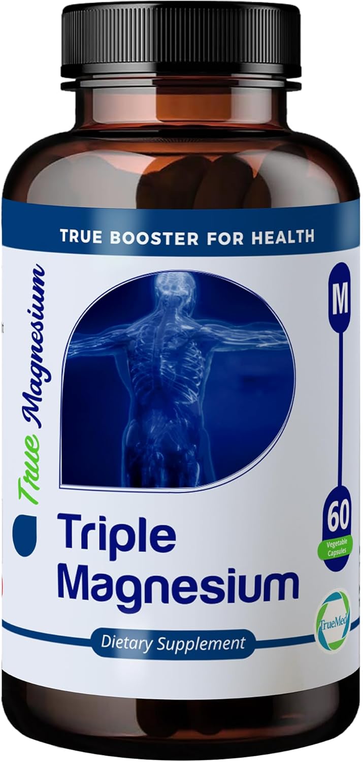 Triple Magnesium Complex 235mg Capsules for Muscle, Nerve Function, Bone Health, Energy, Relaxation, Sleep - 60 count