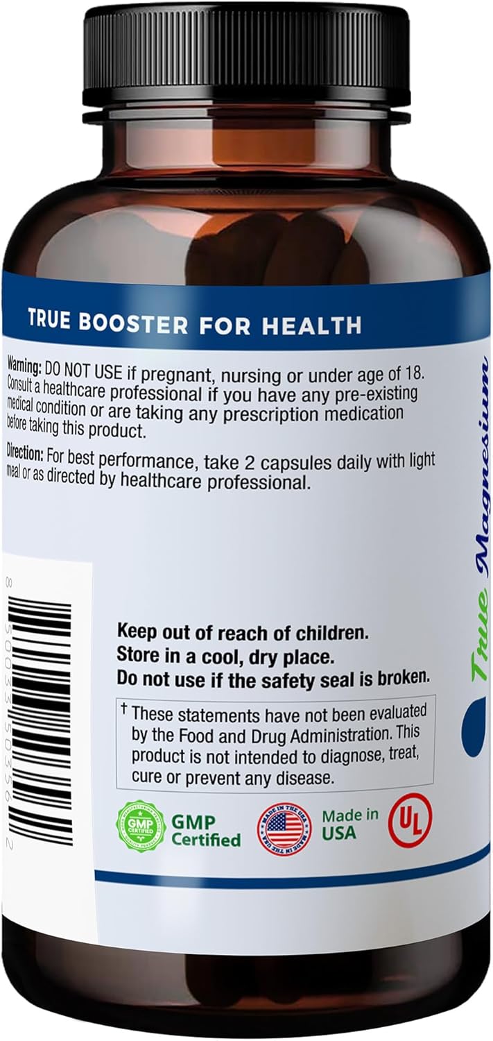 Triple Magnesium Complex 235mg Capsules for Muscle, Nerve Function, Bone Health, Energy, Relaxation, Sleep - 60 count