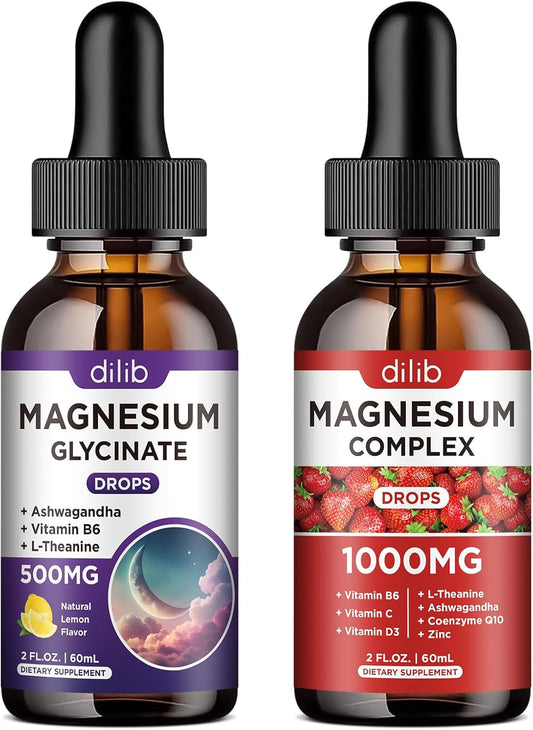 Triple Magnesium Complex Liquid Drops Bundle - dilib Magnesium Glycinate Supplement