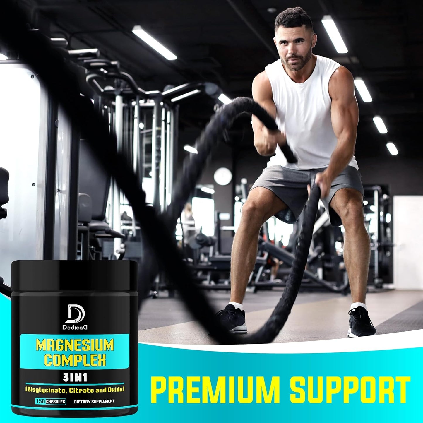 Triple Magnesium Complex Supplement with Magnesium Bisglycinate, Citrate & Oxide - 150 Capsules, 100mg Elemental - Energy, Muscle, Brain & Immune Support