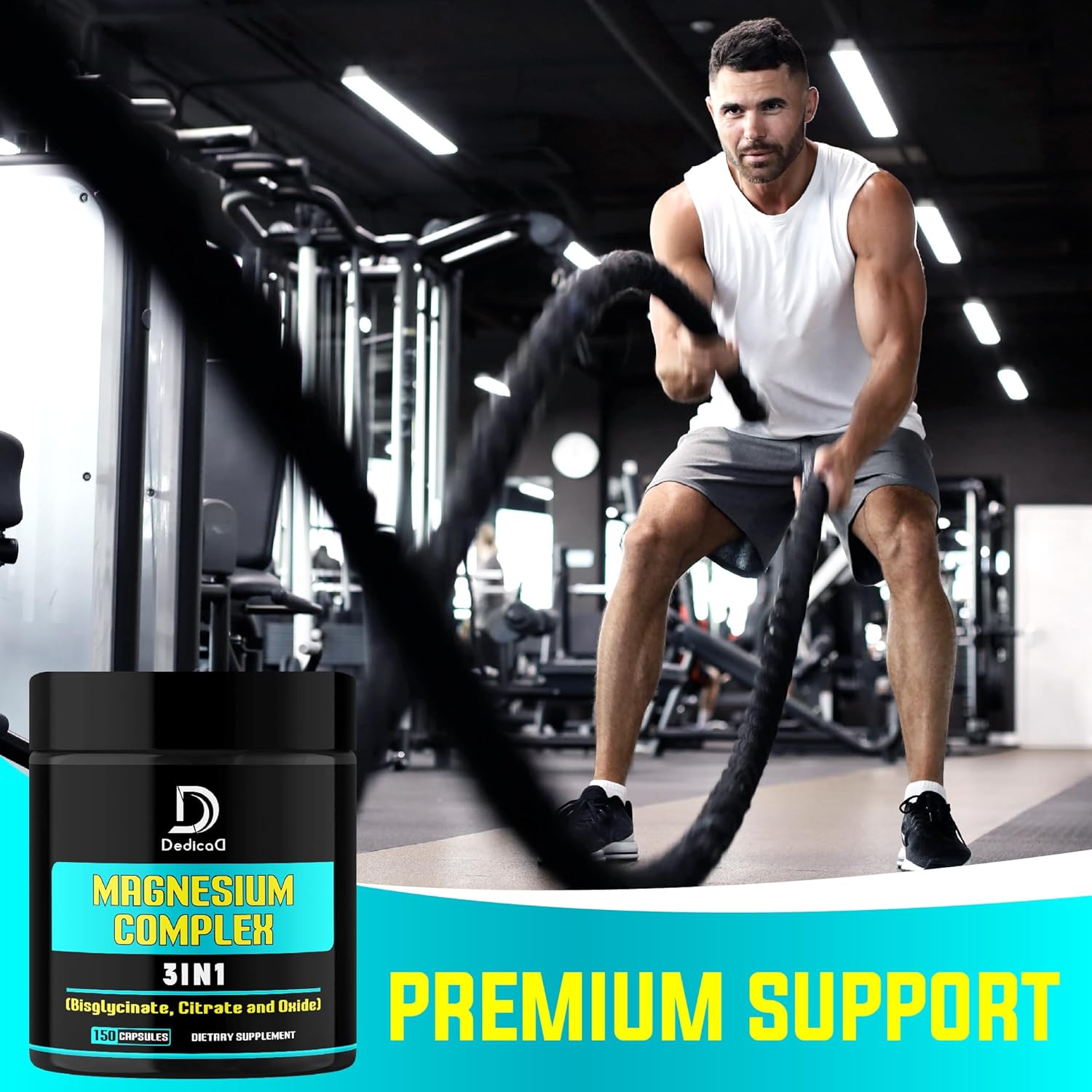 Triple Magnesium Complex Supplement with Magnesium Bisglycinate, Citrate & Oxide - 150 Capsules, 100mg Elemental - Energy, Muscle, Brain & Immune Support