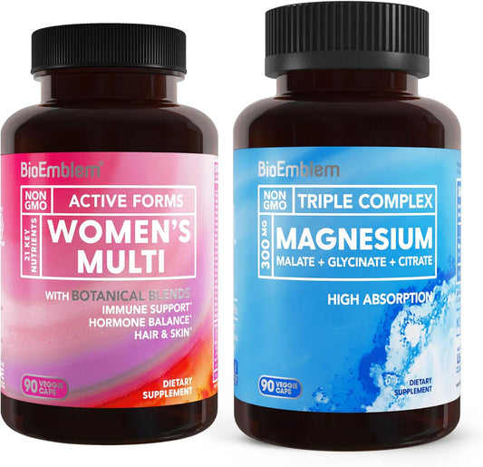 Triple Magnesium Complex with Women's Multivitamin by BioEmblem - Essential Nutrient Support for Women's Health