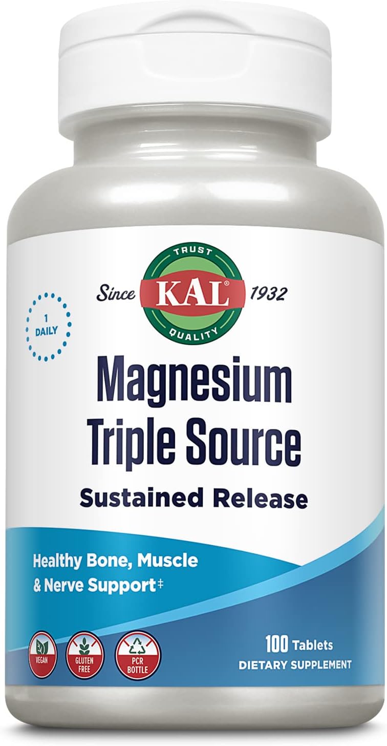 Triple Source Magnesium Complex Supplement - Citrate, Malate, Oxide, Sustained Release for Bone, Muscle, Nerve Support - Vegan, Gluten Free - 100 Tabs, 100 Servings, 60-Day Guarantee