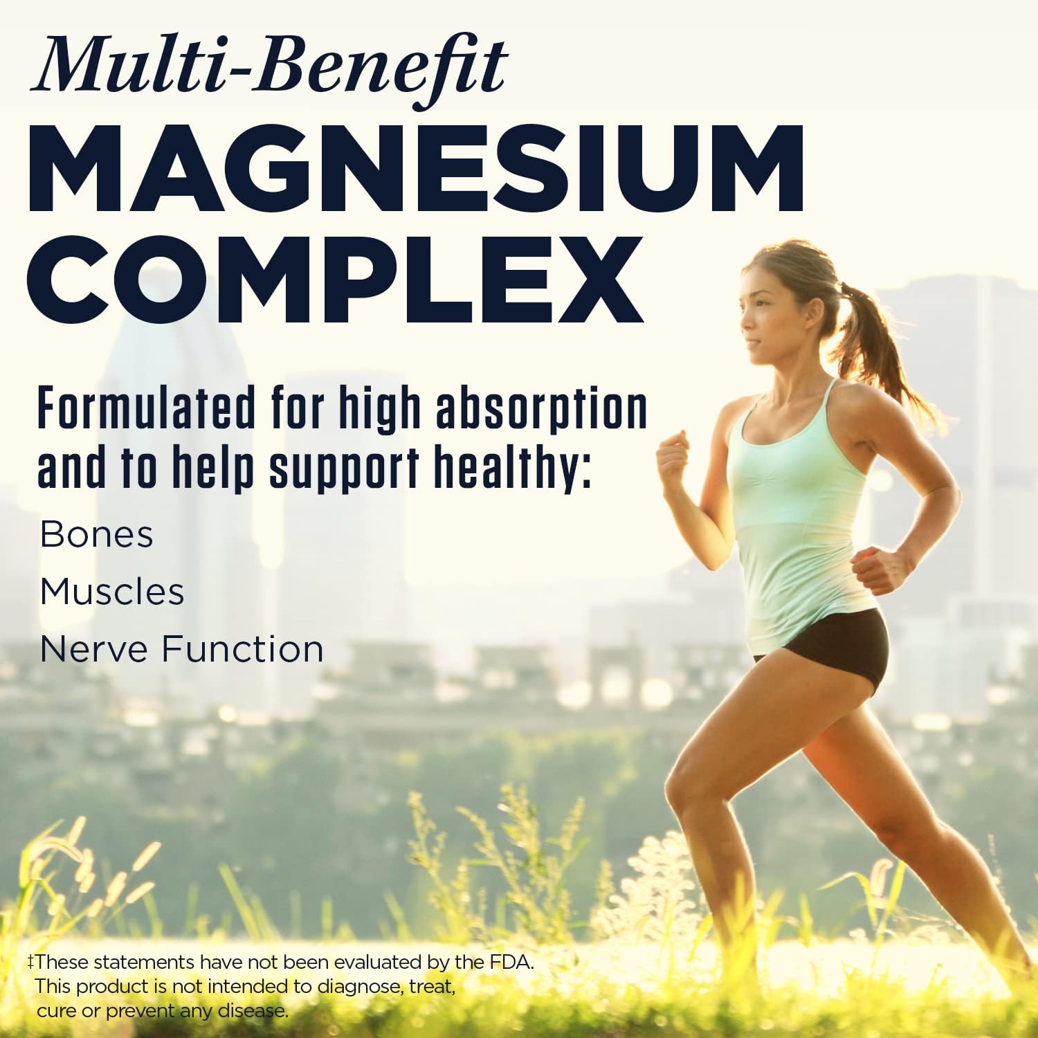 Triple Source Magnesium Complex Supplement - Citrate, Malate, Oxide, Sustained Release for Bone, Muscle, Nerve Support - Vegan, Gluten Free - 100 Tabs, 100 Servings, 60-Day Guarantee