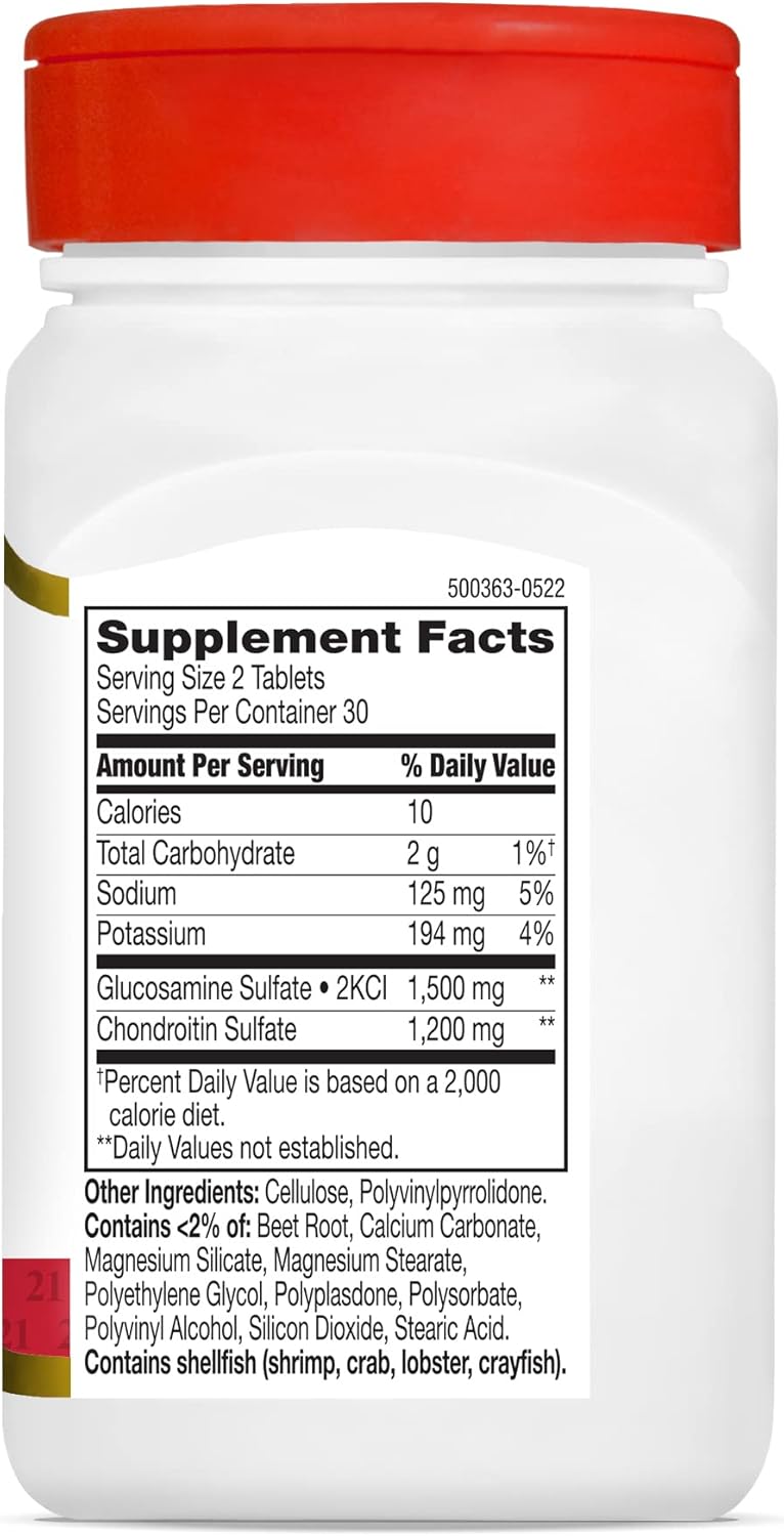 Triple Strength 21st Century Glucosamine Chondroitin Tablets - 750/600mg, 60 Count