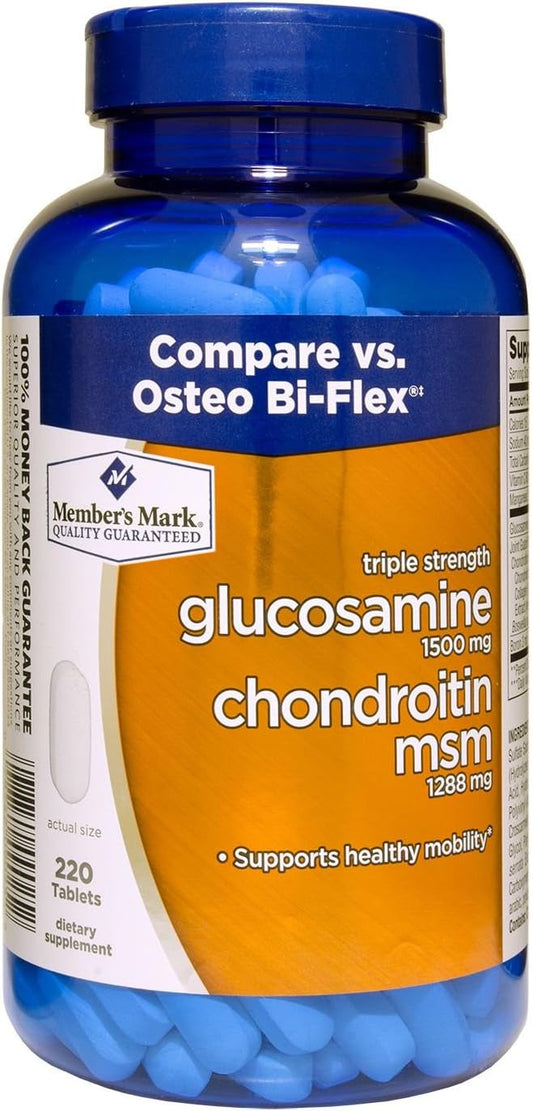 Triple Strength Glucosamine Chondroitin MSM by Member's Mark - 220 Count