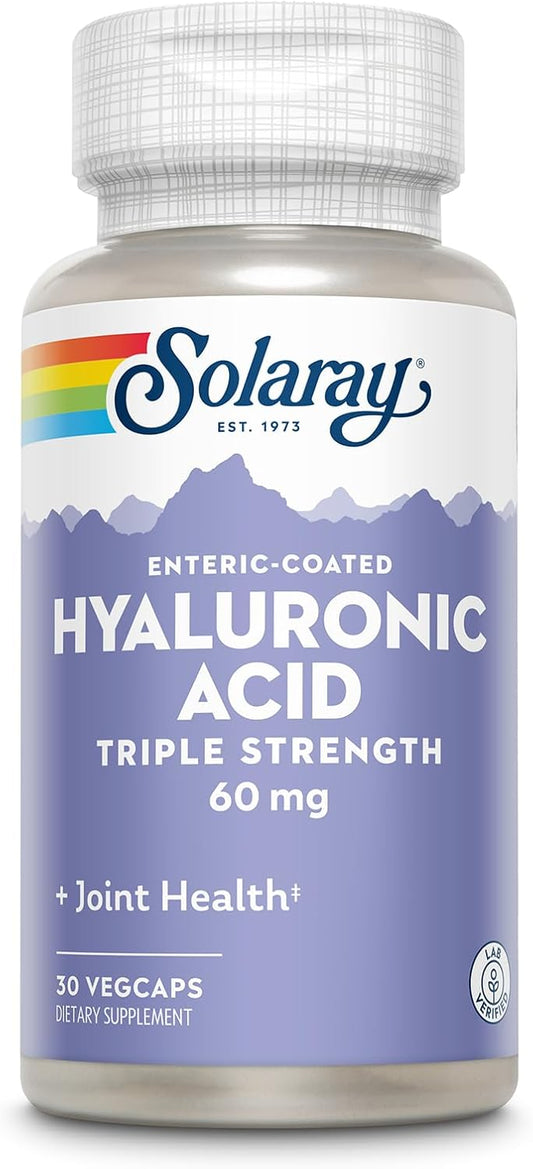 Triple Strength Hyaluronic Acid with Vitamin C for Joint Health Support - Lab Verified, 60 Day Money-Back Guarantee - 30 VegCaps, 30 Servings