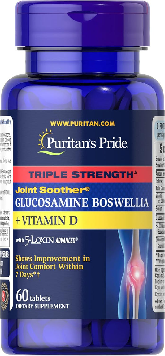 Triple Strength Joint Soother with Glucosamine, Boswellia, and Vitamin D - White by Puritan's Pride