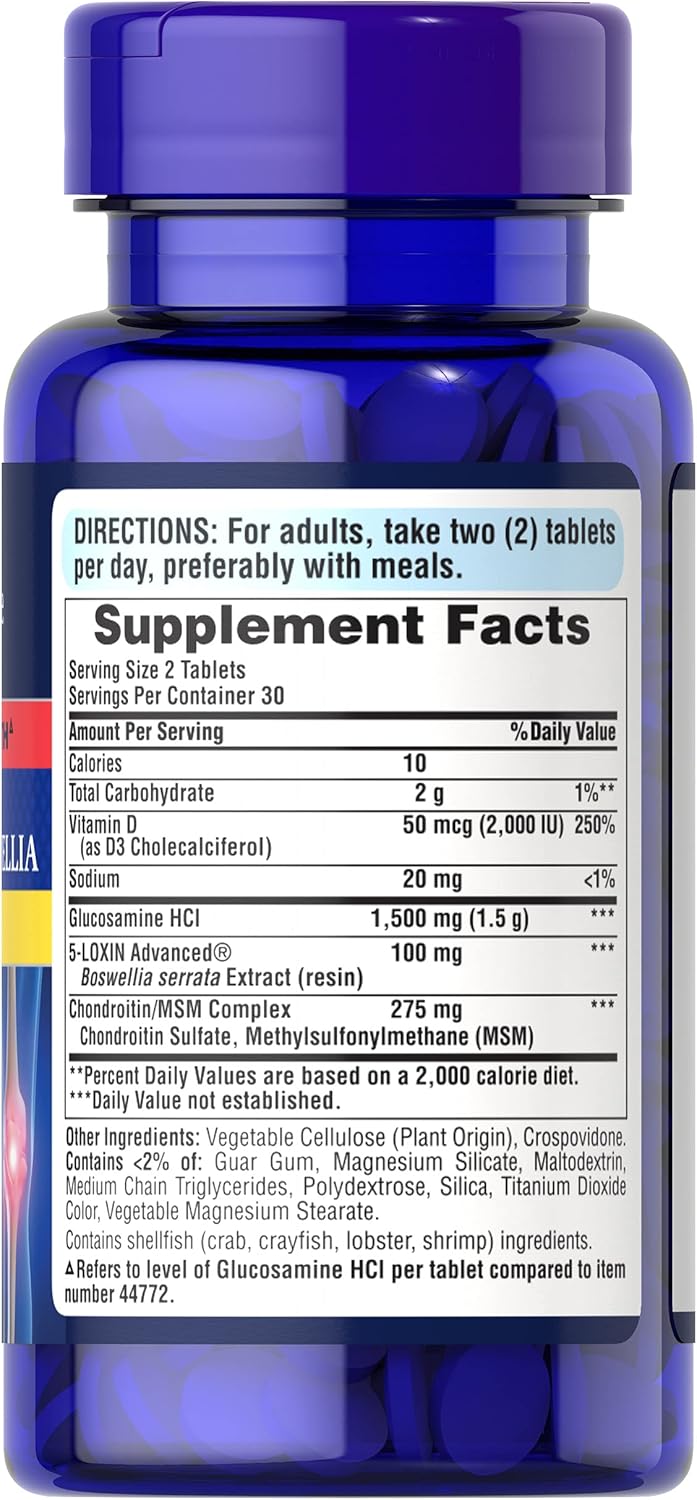 Triple Strength Joint Soother with Glucosamine, Boswellia, and Vitamin D - White by Puritan's Pride