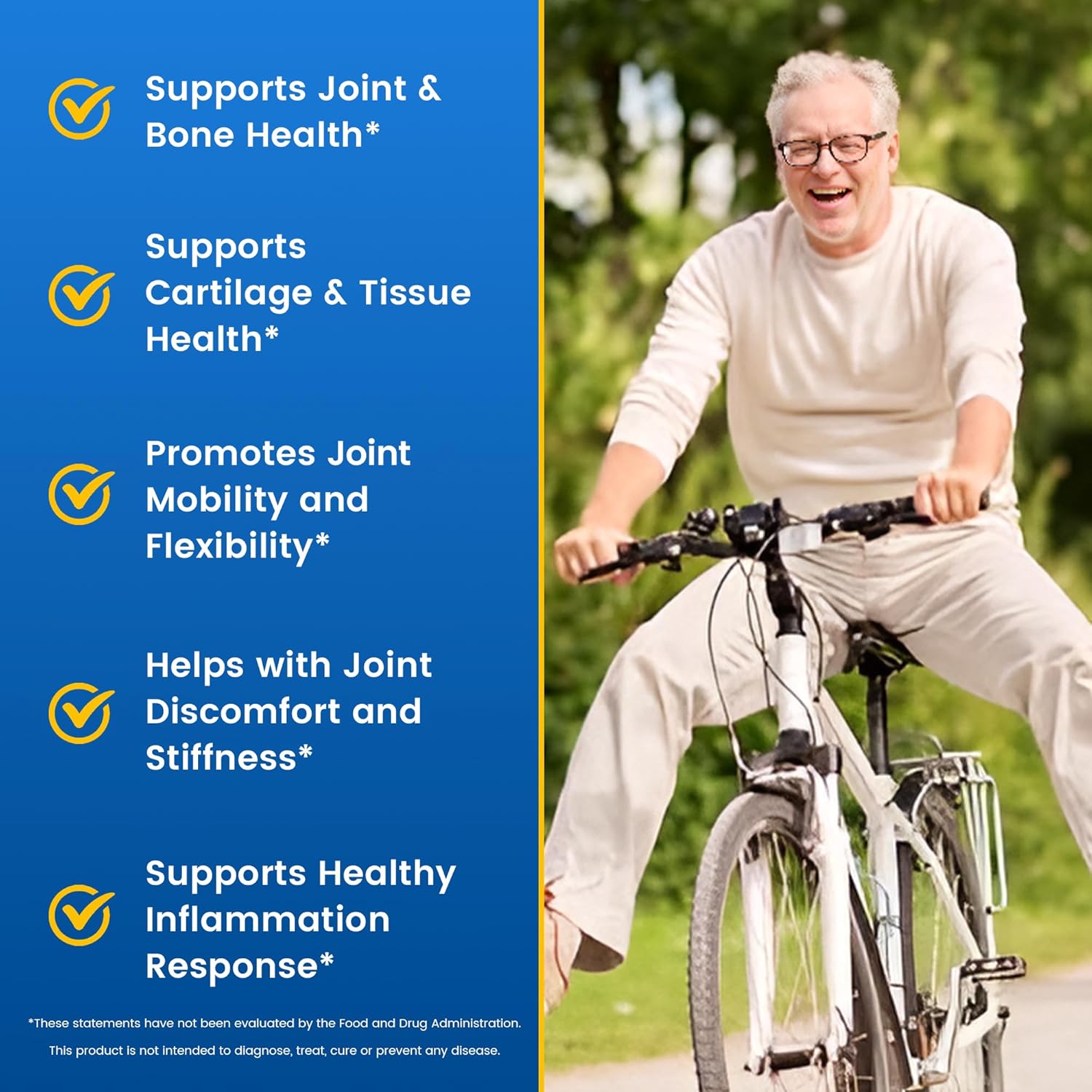 Triple Strength Joint Support Supplement with Glucosamine, Chondroitin, MSM, Collagen, and Boswellia Serrata Extract for Joint Strength, Comfort, and Flexibility - 270 Caplets