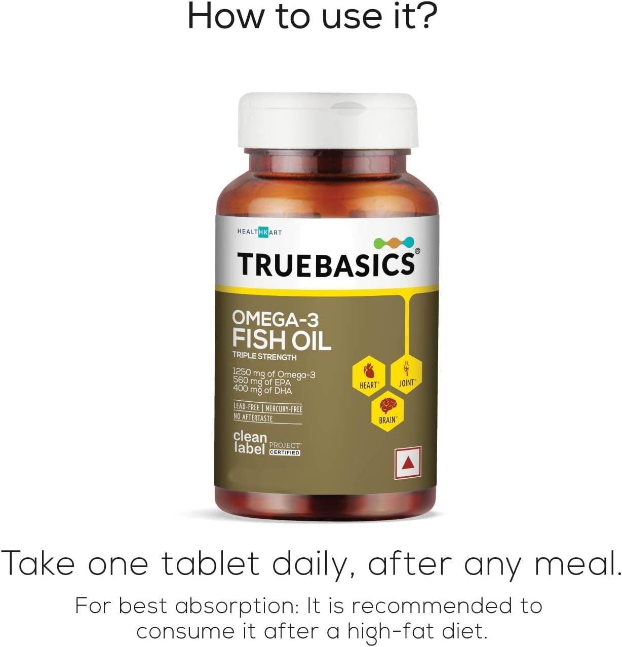 Triple Strength Omega 3 Fish Oil Capsules for Women & Men - 60 Capsules, 1250 mg Omega 3, Muscle Recovery, Heart, Joints & Brain