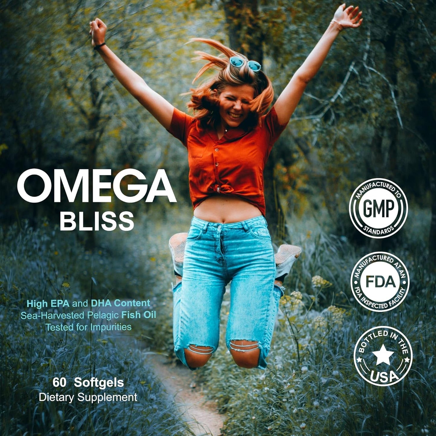 Triple Strength Omega 3 Fish Oil Supplement for Heart, Brain, and Eye Health Support - 60 Burpless Lemon Softgels